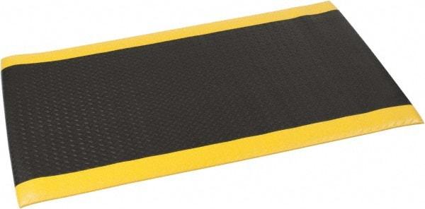 PRO-SAFE - 5' Long x 3' Wide, Dry Environment, Anti-Fatigue Matting - Black with Yellow Borders, Vinyl with Vinyl Sponge Base, Beveled on 4 Sides - Benchmark Tooling