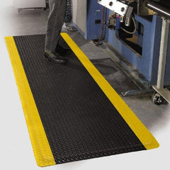 PRO-SAFE - 75' Long x 2' Wide, Dry Environment, Anti-Fatigue Matting - Black with Yellow Borders, Vinyl with Vinyl Sponge Base, Beveled on 4 Sides - Benchmark Tooling
