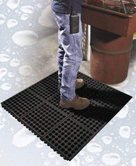 PRO-SAFE - 3' Long x 3' Wide x 5/8" Thick, Anti-Fatigue Modular Matting Tiles - 2 Interlocking Sides, Black, For Dry & Wet Areas, Series Pro-Safe - Benchmark Tooling