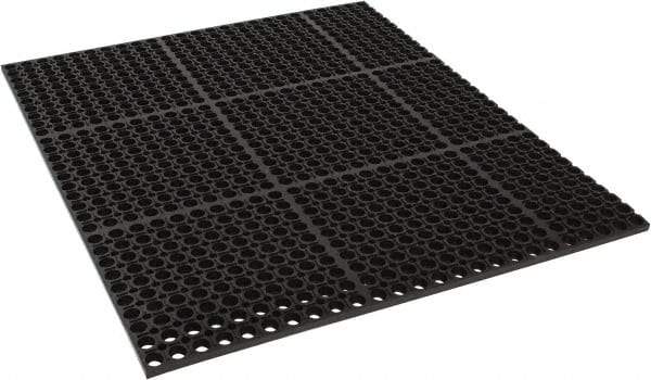 PRO-SAFE - 3' Long, Dry/Wet Environment, Anti-Fatigue Matting - Black, SBR Rubber with Rubber Base, Straight - Benchmark Tooling