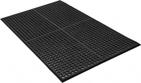 PRO-SAFE - 5' Long x 3' Wide, Dry/Wet Environment, Anti-Fatigue Matting - Black, SBR Rubber with Rubber Base, Beveled on 4 Sides - Benchmark Tooling