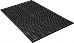 PRO-SAFE - 5' Long x 3' Wide, Dry/Wet Environment, Anti-Fatigue Matting - Black, SBR Rubber with Rubber Base, Beveled on 4 Sides - Benchmark Tooling