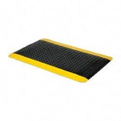 PRO-SAFE - 3' Long x 2' Wide, Dry Environment, Anti-Fatigue Matting - Black with Yellow Borders, Vinyl with Vinyl Sponge Base, Beveled on 4 Sides - Benchmark Tooling