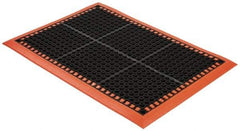 PRO-SAFE - Dry/Wet Environment, Anti-Fatigue Matting - Black with Orange Borders, Natural Rubber with Rubber Base, Beveled on 4 Sides - Benchmark Tooling