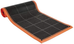 PRO-SAFE - 10' Long x 3' Wide, Dry/Wet Environment, Anti-Fatigue Matting - Black with Orange Borders, Natural Rubber with Rubber Base, Beveled on 4 Sides - Benchmark Tooling