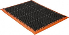 PRO-SAFE - 3' Wide, Dry/Wet Environment, Anti-Fatigue Matting - Black with Orange Borders, Natural Rubber with Rubber Base, Beveled on 4 Sides - Benchmark Tooling