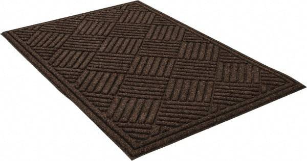 PRO-SAFE - 3 Ft. Long x 2 Ft. Wide, Poly Blended Carpet Surface, Raised Diamond Pattern Entrance Matting - 1/4 Inch Thick, Indoor, Heavy Traffic, Recycled Rubber, Walnut - Benchmark Tooling