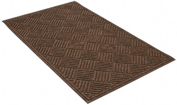 PRO-SAFE - 5 Ft. Long x 3 Ft. Wide, Poly Blended Carpet Surface, Raised Diamond Pattern Entrance Matting - 1/4 Inch Thick, Indoor, Heavy Traffic, Recycled Rubber, Walnut - Benchmark Tooling