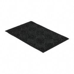 PRO-SAFE - 3 Ft. Long x 2 Ft. Wide, Poly Blended Carpet Surface, Raised Diamond Pattern Entrance Matting - 1/4 Inch Thick, Indoor, Heavy Traffic, Recycled Rubber, Black - Benchmark Tooling