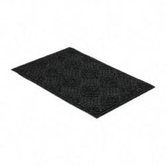 PRO-SAFE - 3 Ft. Long x 2 Ft. Wide, Poly Blended Carpet Surface, Raised Diamond Pattern Entrance Matting - 1/4 Inch Thick, Indoor, Heavy Traffic, Recycled Rubber, Black - Benchmark Tooling
