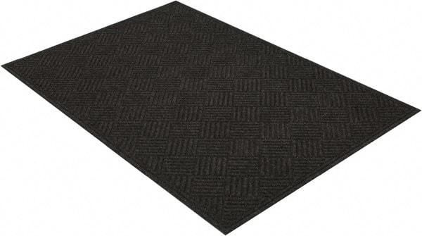 PRO-SAFE - 6 Ft. Long x 4 Ft. Wide, Poly Blended Carpet Surface, Raised Diamond Pattern Entrance Matting - 1/4 Inch Thick, Indoor, Heavy Traffic, Recycled Rubber, Black - Benchmark Tooling