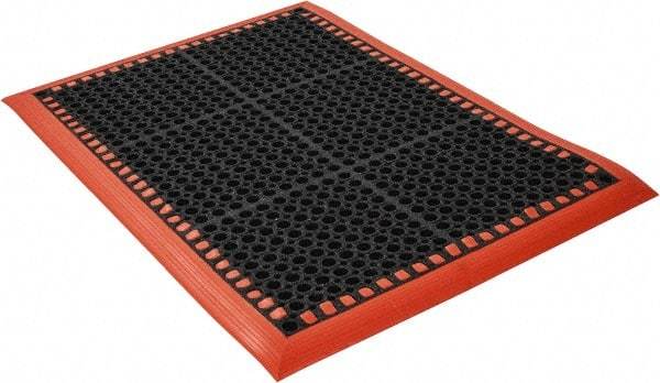PRO-SAFE - Dry/Wet Environment, Anti-Fatigue Matting - Black with Orange Borders, Natural Rubber with Rubber Base, Beveled on 4 Sides - Benchmark Tooling