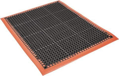 PRO-SAFE - 3' Wide, Dry/Wet Environment, Anti-Fatigue Matting - Black with Orange Borders, Natural Rubber with Rubber Base, Beveled on 4 Sides - Benchmark Tooling