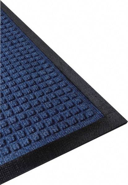 PRO-SAFE - 5 Ft. Long x 3 Ft. Wide, Poly Blended Carpet Surface, Raised Waffle Pattern Entrance Matting - 1/4 Inch Thick, Indoor, Heavy Traffic, Nitrile Rubber, Blue - Benchmark Tooling