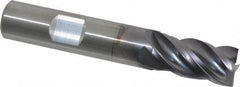 Kennametal - 1/2", 1" LOC, 1/2" Shank Diam, 3" OAL, 4 Flute, Solid Carbide Square End Mill - Single End, AlTiN Finish, Spiral Flute, 38° Helix, Centercutting, Right Hand Cut, Right Hand Flute, Series HPHV - Benchmark Tooling