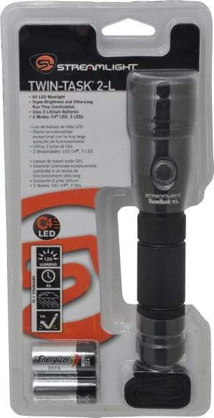 Streamlight - White LED Bulb, 120 Lumens, Industrial/Tactical Flashlight - Black Aluminum Body, 2 Lithium Batteries Included - Benchmark Tooling