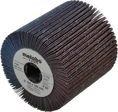 Metabo - 4" Diam, 80 Grit Zirconia Alumina Flap Wheel - 5/8" Hole, 4" Wide, Coated, Medium Grade - Benchmark Tooling