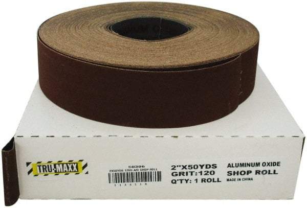 Tru-Maxx - 2" x 50 Yd 280 Grit Aluminum Oxide Cloth Roll - Very Fine Grade, J Weighted Backing - Benchmark Tooling