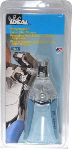 Ideal - RG-6 Max Capacity Automatic Wire Stripper - 7" OAL, Plastic Cushion Handle - Benchmark Tooling