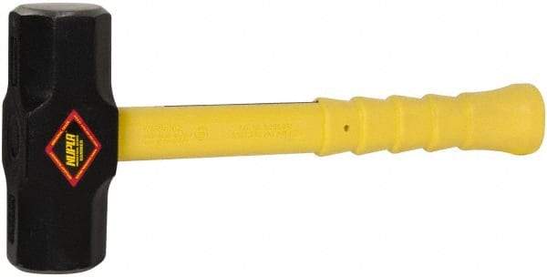 NUPLA - 10 Lb Head, 16" Long Sledge Hammer - Steel Head, 2-1/2" Face Diam, Fiberglass Handle - Benchmark Tooling