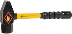 NUPLA - 4 Lb Head Forged Steel Cross Pein Hammer - 14" Fiberglass Handle, 1-3/4" Face Diam, 14" OAL - Benchmark Tooling