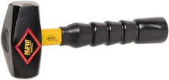 NUPLA - 3 Lb Head, 10" Long Drilling Hammer - Steel Head, 1-27/64" Face Diam, Fiberglass Handle - Benchmark Tooling