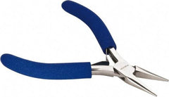 Aven - 4-1/2" OAL, 15/16" Jaw Length x 23/64" Jaw Width, Long Nose Chain Nose Pliers - Smooth Jaw, Standard Head, ESD Cushion Handles, with Spring - Benchmark Tooling