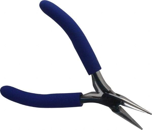 Aven - 4-1/2" OAL, 15/16" Jaw Length x 23/64" Jaw Width, Long Nose Chain Nose Pliers - Serrated Jaw, Standard Head, ESD Cushion Handles, with Spring - Benchmark Tooling