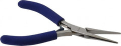 Aven - 5" OAL, 1-7/16" Jaw Length x 23/64" Jaw Width, Long Nose Chain Nose Pliers - Smooth Jaw, Standard Head, ESD Cushion Handles, with Spring - Benchmark Tooling