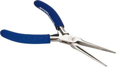 Aven - 5-3/4" OAL, 1-15/16" Jaw Length x 25/64" Jaw Width, Long Nose Needle Nose Pliers - Serrated Jaw, Standard Head, ESD Cushion Handles, with Spring - Benchmark Tooling