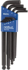 Eklind - 9 Piece L-Key Ball End Hex Key Set - Hex Range 1.5 to 10mm - Benchmark Tooling