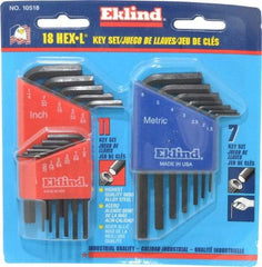 Eklind - 18 Piece L-Key Hex Key Set - Hex Range 0.05 to 1/4" - Benchmark Tooling