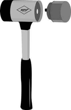 NUPLA - 3" Face Diam, Grade Extra Soft, Gray Soft Face Hammer Tip - Fiberglass - Benchmark Tooling