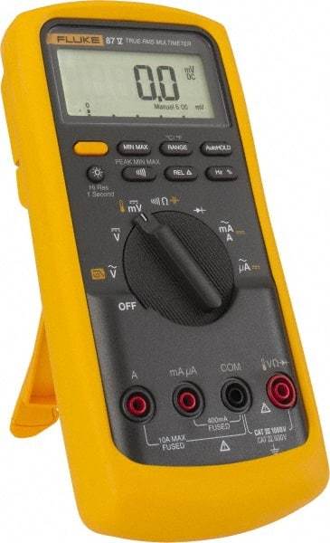 Fluke - 87-5, CAT IV, CAT III, 1,000 VAC/VDC, Digital True RMS Auto Ranging Manual Ranging Multimeter - 50 mOhm, Measures Voltage, Capacitance, Current, Frequency, Resistance, Temperature - Benchmark Tooling