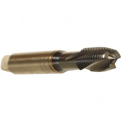 Emuge - M3x0.50 Metric 2 Flute 6HX Plug Spiral Flute Tap - Cobalt, TiCN Finish, 56mm OAL, Left Hand Flute, Right Hand Thread, Series Rekord C - Exact Industrial Supply