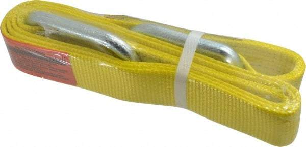 Lift-All - 8' Long x 2" Wide, 3,200 Lb Vertical Capacity, 1 Ply, Polyester Web Sling - 2,500 Lb Choker Capacity, Yellow - Benchmark Tooling