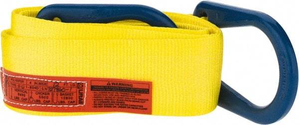 Lift-All - 12' Long x 4" Wide, 6,400 Lb Vertical Capacity, 1 Ply, Polyester Web Sling - 5,000 Lb Choker Capacity, Yellow - Benchmark Tooling