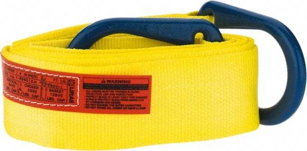 Lift-All - 16' Long x 4" Wide, 6,400 Lb Vertical Capacity, 1 Ply, Polyester Web Sling - 5,000 Lb Choker Capacity, Yellow - Benchmark Tooling