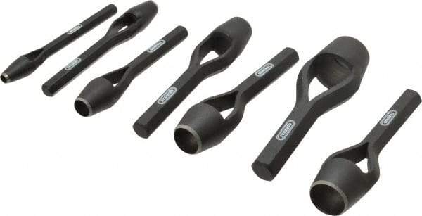 General - 7 Piece, 1/4 to 1", Arch Punch Set - Comes in Vinyl Roll - Benchmark Tooling