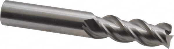 OSG - 3/8", 1" LOC, 3/8" Shank Diam, 2-1/2" OAL, 3 Flute, Solid Carbide Square End Mill - Single End, Uncoated, Spiral Flute, 45° Helix, Centercutting, Right Hand Cut, Right Hand Flute, Series 2042 - Benchmark Tooling