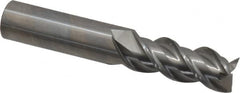 OSG - 1/2", 1-1/4" LOC, 1/2" Shank Diam, 3" OAL, 3 Flute, Solid Carbide Square End Mill - Single End, Uncoated, Spiral Flute, 45° Helix, Centercutting, Right Hand Cut, Right Hand Flute, Series 2042 - Benchmark Tooling