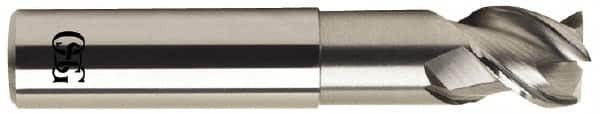 OSG - 5/8", 5/8" LOC, 5/8" Shank Diam, 3-1/2" OAL, 3 Flute, Solid Carbide Square End Mill - Single End, Uncoated, Spiral Flute, 45° Helix, Right Hand Cut, Right Hand Flute, Series 2043 - Benchmark Tooling