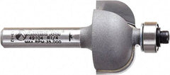 Amana Tool - 7/8" Cut Diam, 9/16" Length of Cut, 2 Flute Cove Edge Profile Router Bit - Carbide-Tipped, 1/4" Shank Diam, 2" OAL, Uncoated - Benchmark Tooling