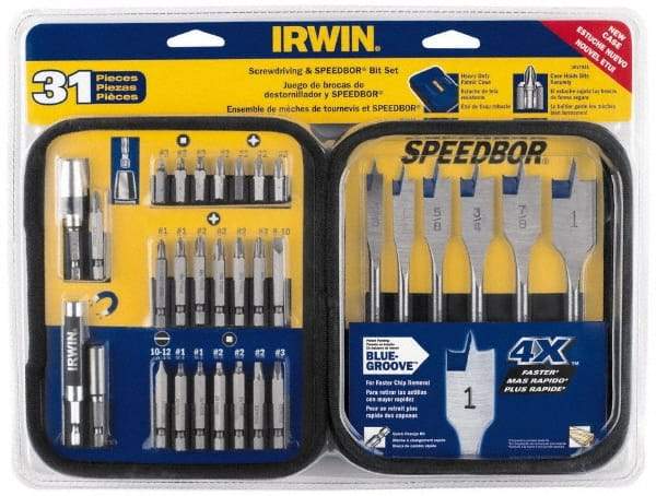 Irwin - 31 Piece, Bit Set - Phillips, Slotted, Square Point - Benchmark Tooling