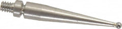 Mitutoyo - 1mm Ball Diam, Steel, Ball Test Indicator Contact Point - 0.74" Contact Point Length, Use with Mitutoyo 513 Series Dial Test Indicators - Benchmark Tooling