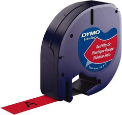 Dymo - 1/2" Wide x 156" Long, Black on Red Plastic Label Printer Cartridge - For DYMO Letratag Printers - Benchmark Tooling