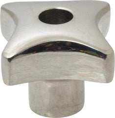 KIPP - 1-1/4" Head Diam, 4 Point Lobed Knob - 1/4-20 Hole, Stainless Steel - Benchmark Tooling