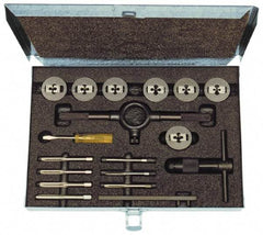 Cle-Line - 1/4-20 to 1/2-13 Tap, 1/4-20 to 1/2-13 Die, UNC, Tap and Die Set - Plug Taps, Adjustable, 13 Piece Set - Exact Industrial Supply