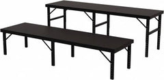 Valley Craft - 34 Wide x 120" Deep x 28" High, Steel Work Table - 14 Gauge Stainless Steel Top, Adjustable Height Legs, Gray - Benchmark Tooling