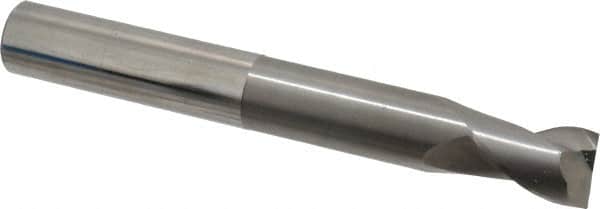 SGS - 3/4", 1" LOC, 3/4" Shank Diam, 6" OAL, 2 Flute, Solid Carbide Square End Mill - Single End, Uncoated, Spiral Flute, 35° Helix, Centercutting, Right Hand Cut, Right Hand Flute, Series 47E - Benchmark Tooling